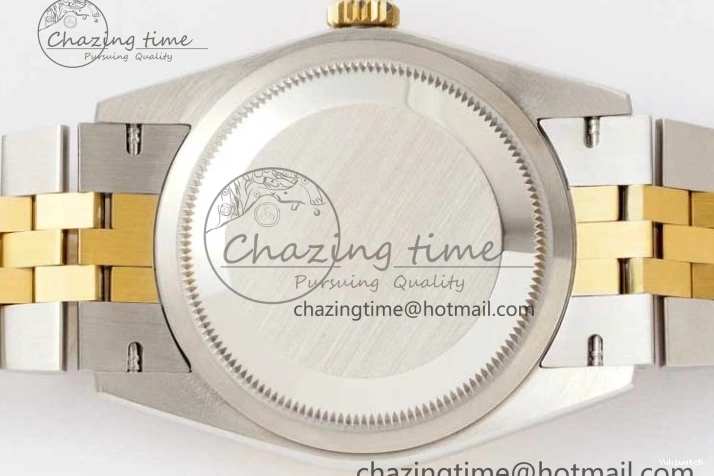 DIWF 904L SA3235 1:1 YG DateJust on Steel Bracelet Jubilee 36mm Best SS Markers Gray Dial Edition Green 0404